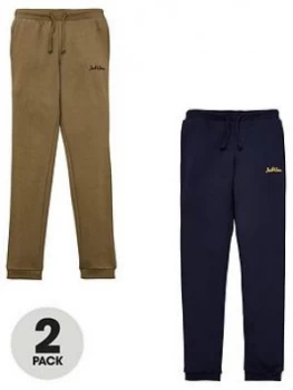 Image of Jack & Jones Junior Boys 2 Pack Logo Joggers - Navy Blazer/Dusty Olive