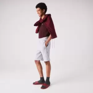 Image of Lacoste Mens Branded Bands Cotton Fleece Blend Shorts Size 6 - XL Grey Chine