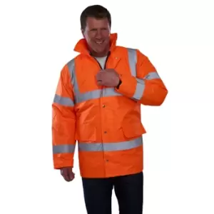 Image of Grafters Unisex Safety Hi-Visibility Waterproof Motorway Jacket (5XL) (Orange)