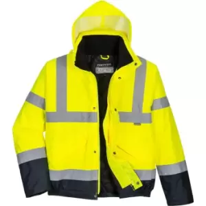 Image of Oxford Weave 300D Class 3 Two Tone Hi Vis Bomber Jacket Yellow / Navy XL