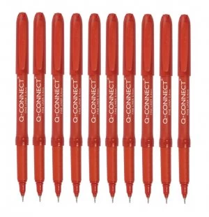 Image of Q Connect Fineliner Pen 0.4 Red - 10 Pack