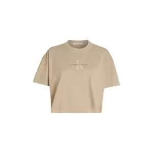 Image of Calvin Klein Jeans Mineral Dye Monologo Tee - Beige