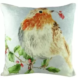 Image of Evans Lichfield Robin Christmas Cushion Cover (One Size) (Multicoloured) - Multicoloured