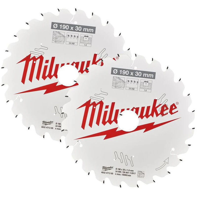 Image of Milwaukee 2 Piece 190mm Circular Saw Blade Set 4932479804 Diameter: 190mm