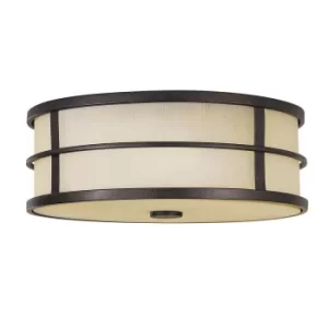Image of Fusion 3 Light Flush Mount Ceiling Light Bronze, E27