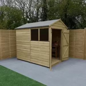 Image of 8' x 6' Forest Beckwood 25yr Guarantee Shiplap Double Door Apex Wooden Shed - Natural Timber