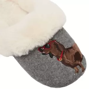 Image of Joules Womens Slippet Luxe Felt Fleece Mule Slippers Large- UK Size 7-8