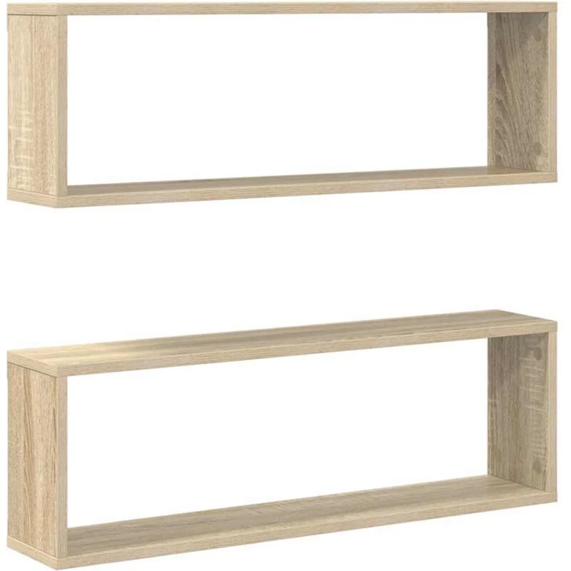 Image of VIDAXL Vidaxl - Wall Cube Shelf 2 pcs Sonoma Oak 80x15x26.5cm Engineered Wood 8720286595336