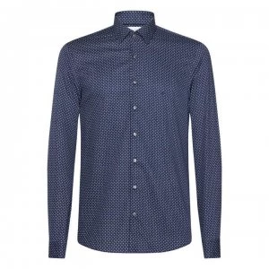 Image of Calvin Klein Easy Iron Print Shirt - NAVY