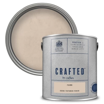 Image of Crafted by Crown Suede Textured Matt Emulsion Interior Wall Paint Fawn 2.5L