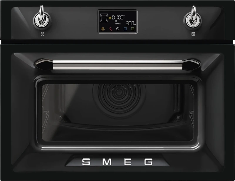 Image of Smeg Victoria SO4902M1N Built In Electric Single Oven with Microwave Function - Black