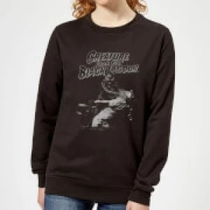 Image of Universal Monsters Creature From The Black Lagoon Black and White Womens Sweatshirt - Black