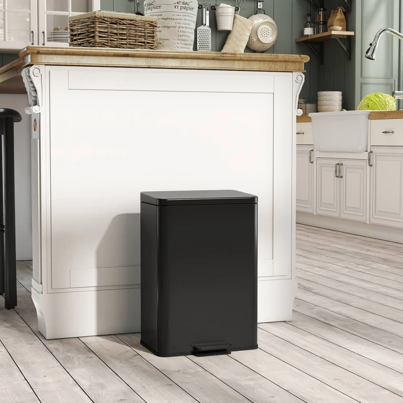 Image of HOMCOM Pedal Bin with Soft-Close Lid, 20L Kitchen Bin for Home in Black Unisex