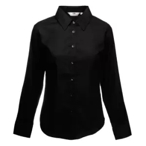 Image of Fruit Of The Loom Ladies Lady-Fit Long Sleeve Oxford Shirt (XS) (Black)