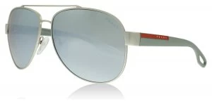 Image of Prada Sport PS55QS Sunglasses Silver Rubber QFP5K2 62mm