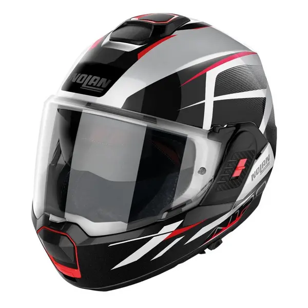 Image of Nolan N120-1 Nightlife N-COM 027 Metal White Red Black Modular Helmet Size M