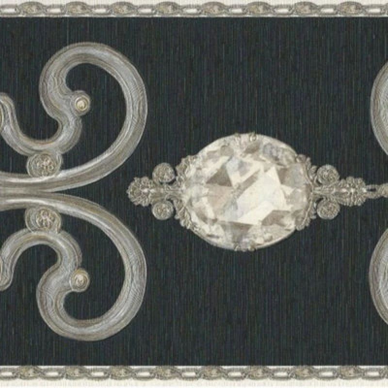 Image of As Creation Jewel Black Self Adhesive Border Wallpaper Elegant Contemporary