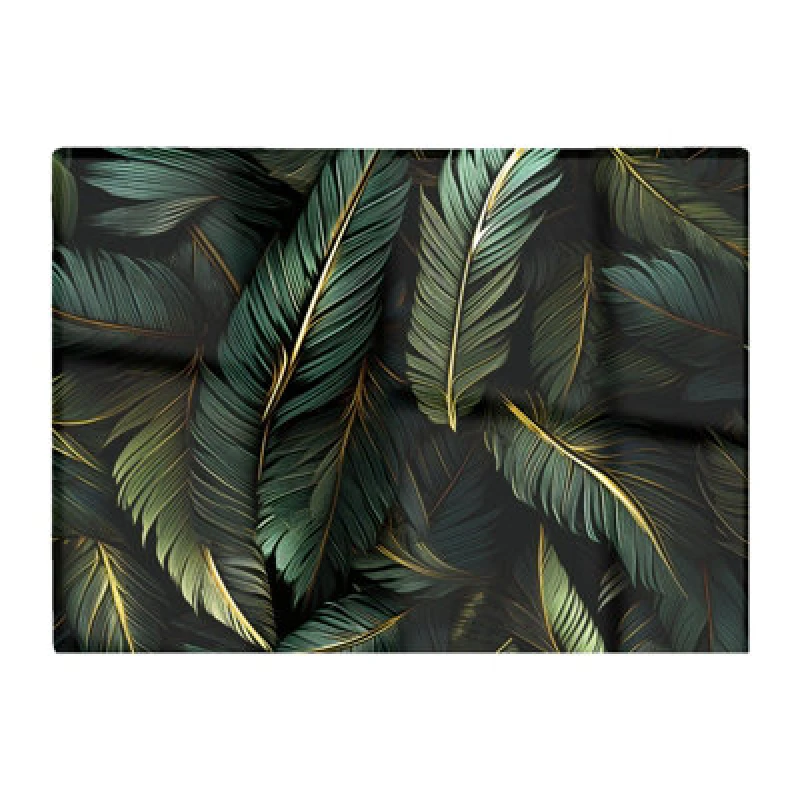 Image of Warren Reed Designer Green And Gold Leaves Glass Chopping Board