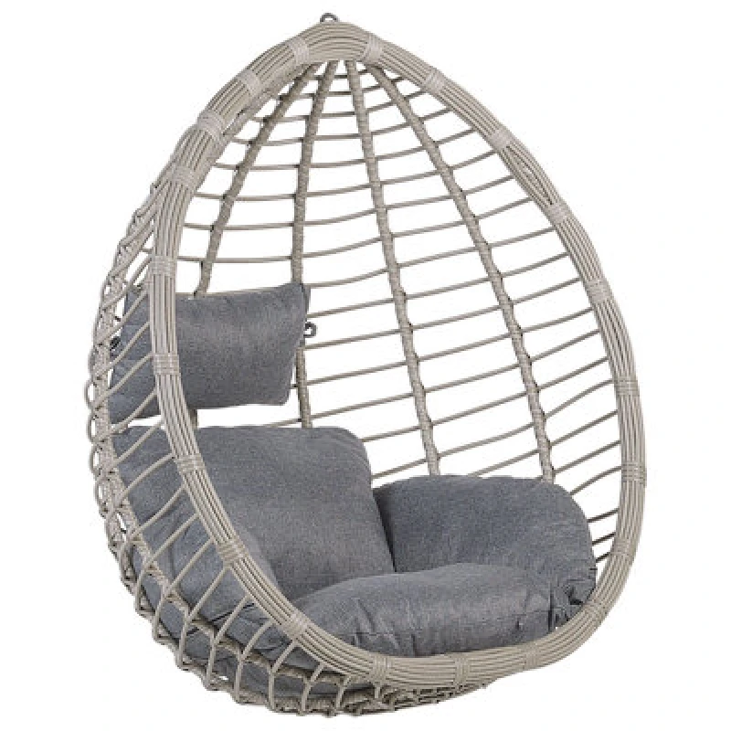 Image of Beliani Hanging Chair Tollo Pe Rattan Grey