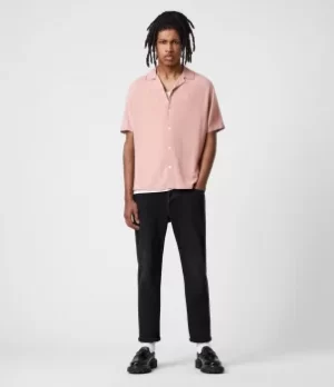 Image of AllSaints Mens Venice Short Sleeve Shirt, Balsastone Pink, Size: L
