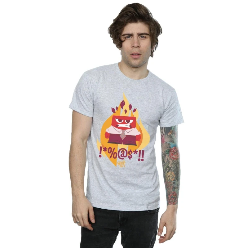 Image of Disney Men Inside Out Fired Up T-Shirt in Grey Size: Small Grey S Male 5057245577779
