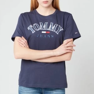 Image of Tommy Jeans Womens TJW Relaxed College Logo T-Shirt - Twilight Navy - XS
