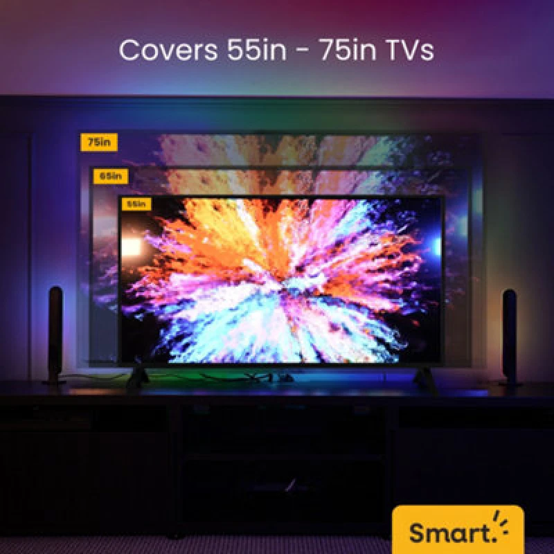 Image of ValueLights Smart Colour Changing RGBIC Light Bars TV Backlight Kit With App Control And Music Sync Multi