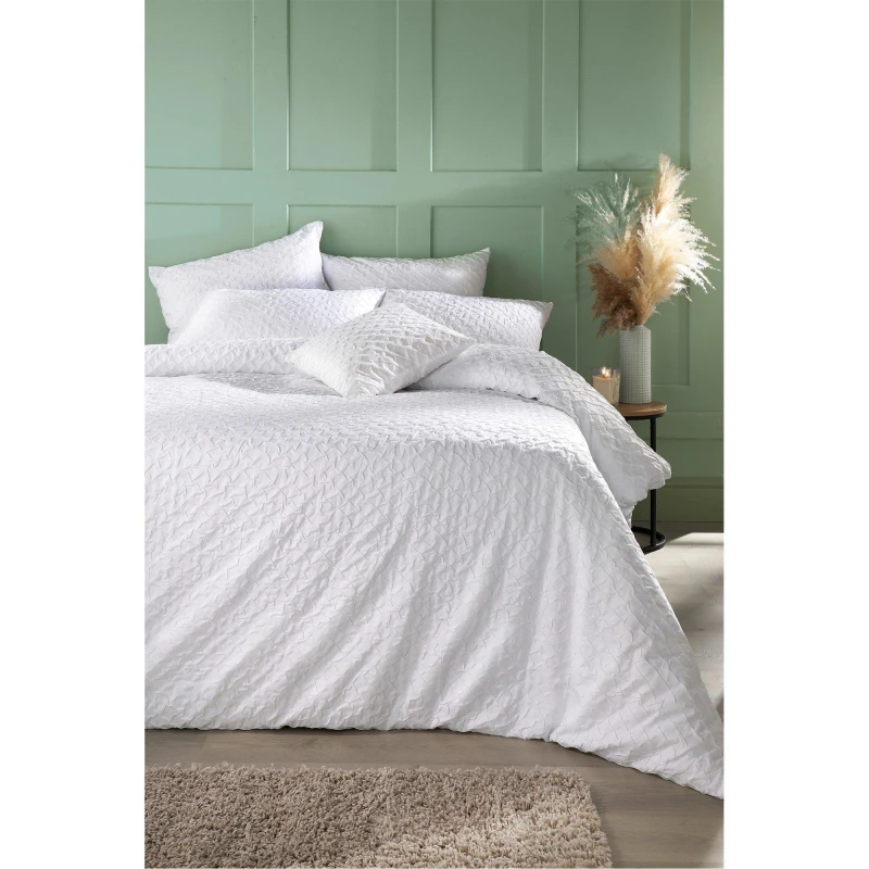 Image of Homelife Michigan Crinkle Duvet Set - White White Single