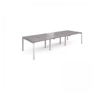 Image of Adapt triple back to back desks 3600mm x 1200mm - white frame and grey