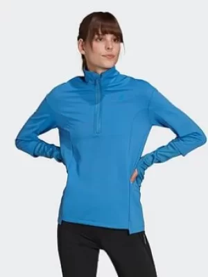 Image of adidas Cold.rdy Running Cover-up, Blue, Size L, Women