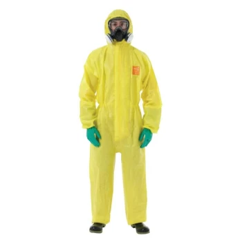 Image of Yellow Coveralls Hooded Size XL - Ansell