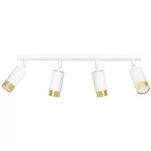 Image of Emibig Hiro White/Gold Ceiling Spotlight Bar 4x GU10