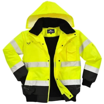 Image of Portwest - C465YBRS - sz S Hi-Vis Contrast Bomber Jacket - Yellow/Blue