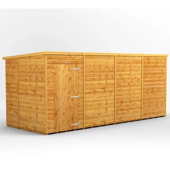 Image of 16x6 Power Windowless Pent Garden Shed - Brown