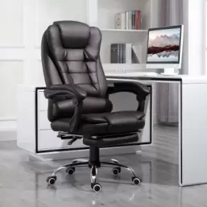 Image of PU Leather Executive Office Chair with Retractable Footrest, Brown