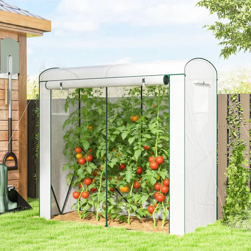 Image of OUTSUNNY Mini Greenhouse, Portable Indoor Outdoor Green House with Mesh Windows in White Size: 2000mm x 2000mm White Unisex 2000mm x 2000mm
