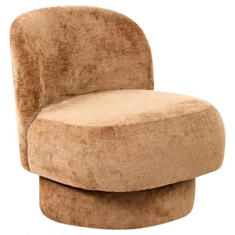 Image of Beliani Swivel Chenille Armchair Golden Brown Aylo