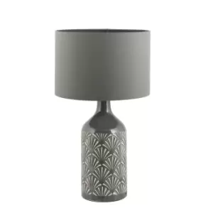 Image of Danae Art Deco Fan Gloss Ceramic Table Lamp Grey