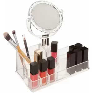 Image of Premier Housewares - Cosmetic Organiser With 9 Wide Compartments Clear Square Multipurpose Storage Statement Piece for Dresser / Bathroom With Mirror