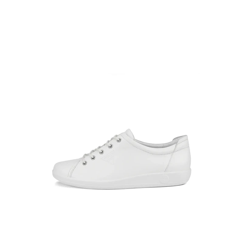 Image of Ecco Soft 2.0 Leather Womens Low Top Trainers - White - Size:UK 8-8.5