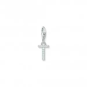 Image of Charmista White Zirconia Letter T Charm Pendant 1957-051-14