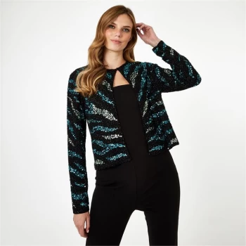 Image of Biba BIBA x Tess Daly Sequin Jacket - Teal Tiger
