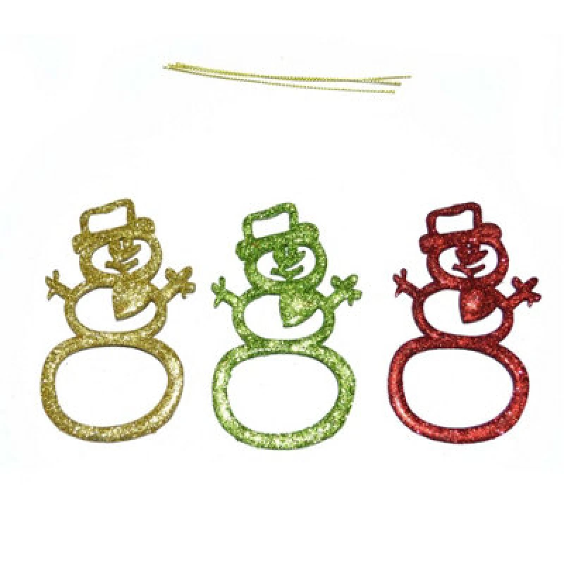 Image of Shatchi 3pcs Glitter Snowman Christmas Tree Xmas Party Hanging Ornament Decorations Multi