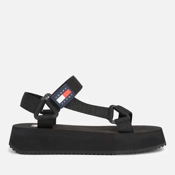 Image of Tommy Jeans Womens Webbing Flat Sandals - UK 6 Black Sandals female EN0EN02466 6