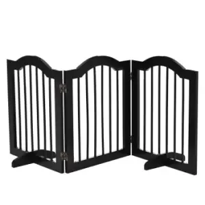 Image of Pawhut Freestanding Pet Gate 3 Pannel Safety Barrier W/ Support Feet - Black