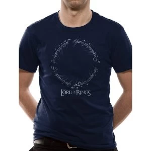 Image of Lord Of The Rings - Runes And Logo Mens Medium T-Shirt - Blue