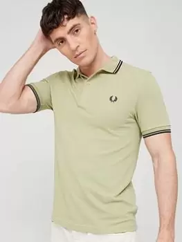 Image of Fred Perry Twin Tipped Polo Shirt - Sage Green, Sage Green, Size S, Men
