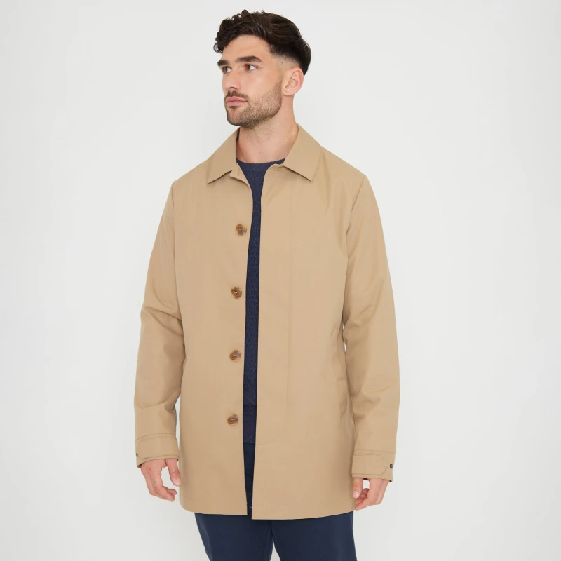 Image of Threadbare 'Gretna' Showerproof Longline Tailored Mac Stone