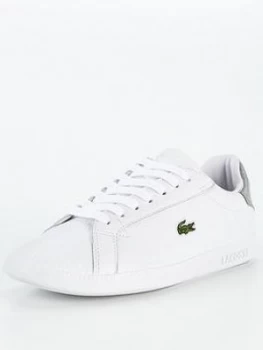 Image of Lacoste Graduate Leather Trainer - White/Silver, White/Silver, Size 7, Women