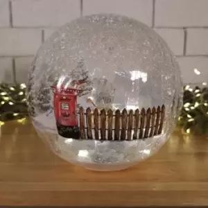 Image of 20cm Battery Operated Warm White LED Crackle Effect Ball Christmas Decoration with Postbox
